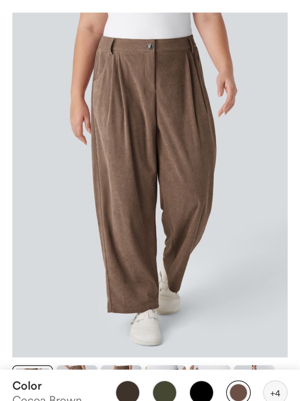 NWT Mid Rise Zipper Pocket Plus Size Corduroy Casual Pants - Cocoa Brown